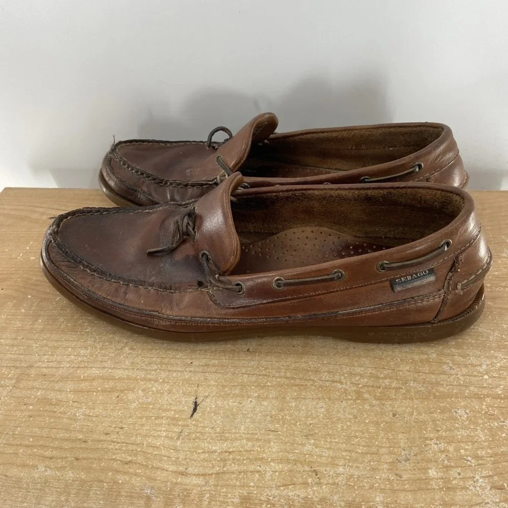 Sebago Docksides Shoes Mens 11 M Brown Leather Boat Deck Moccasin Loafers